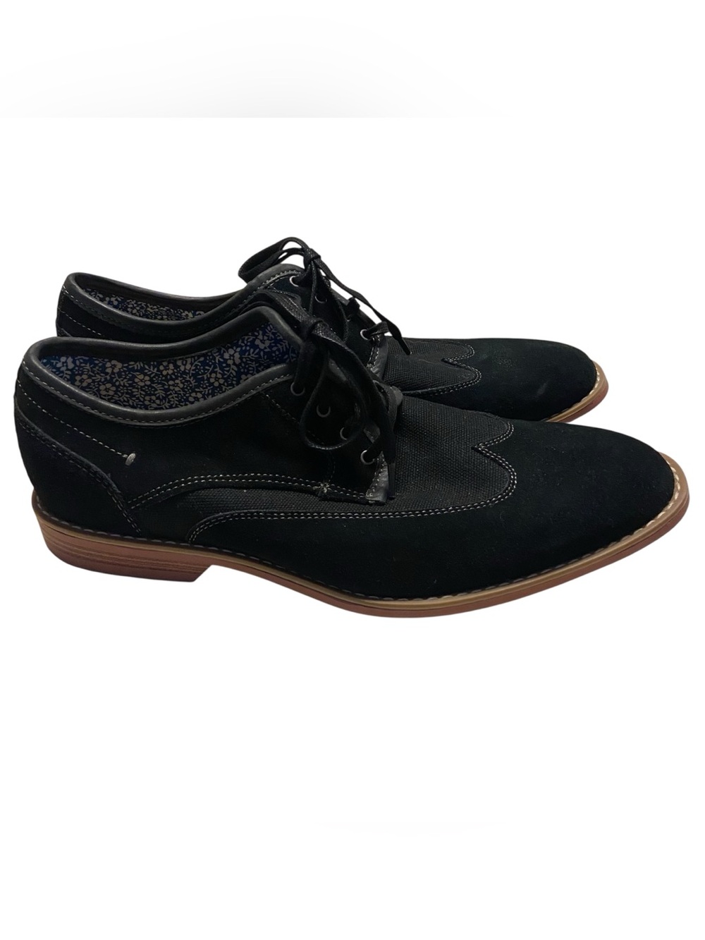 Stacy Adams Shoes Mens Size 9 M Wickley Black Suede Leather Wingtip Oxfords Lace